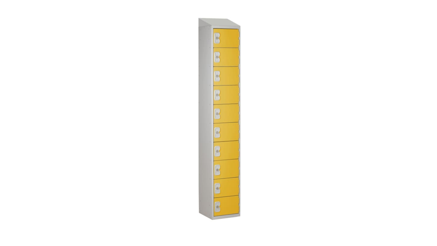 RS PRO 10 Door No Steel Yellow Locker, 1800 mm x 300 mm x 300mm