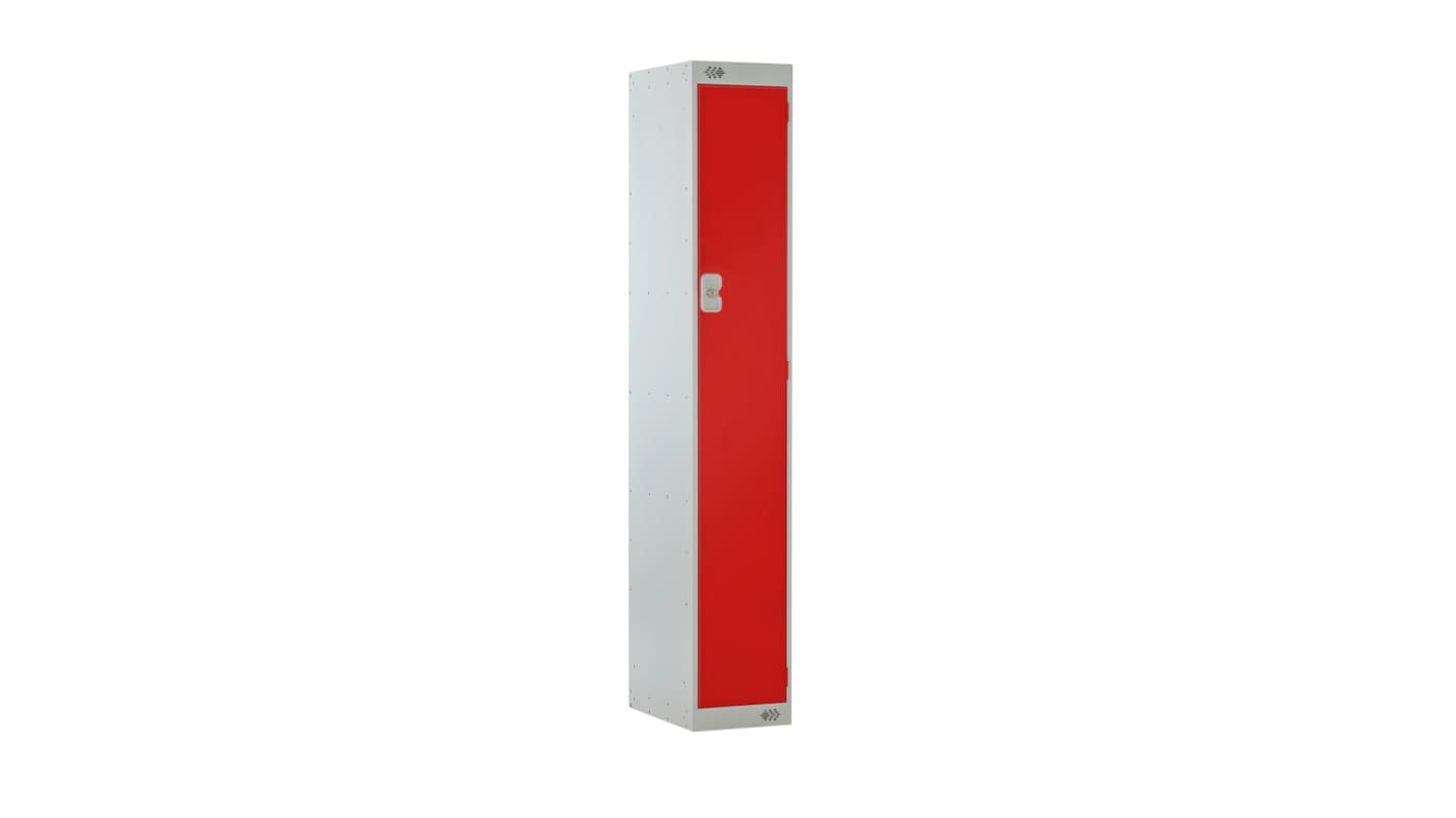 RS PRO Schließfach, Türanzahl: 1 Stahl, Hellgrau, Rot, 1800 mm x 300 mm x 380mm