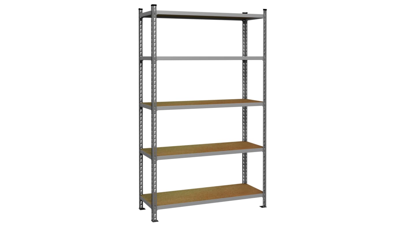 RS PRO Light Grey 5 Shelf Stormor Shelving System, 1980mm x 1200mm, 450mm, 360kg Load