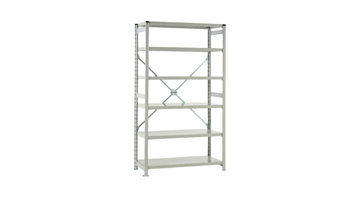 System półek, kolor Jasnoszary, 6-poziomowy, 2100mm x 1000mm, 450mm, RS PRO