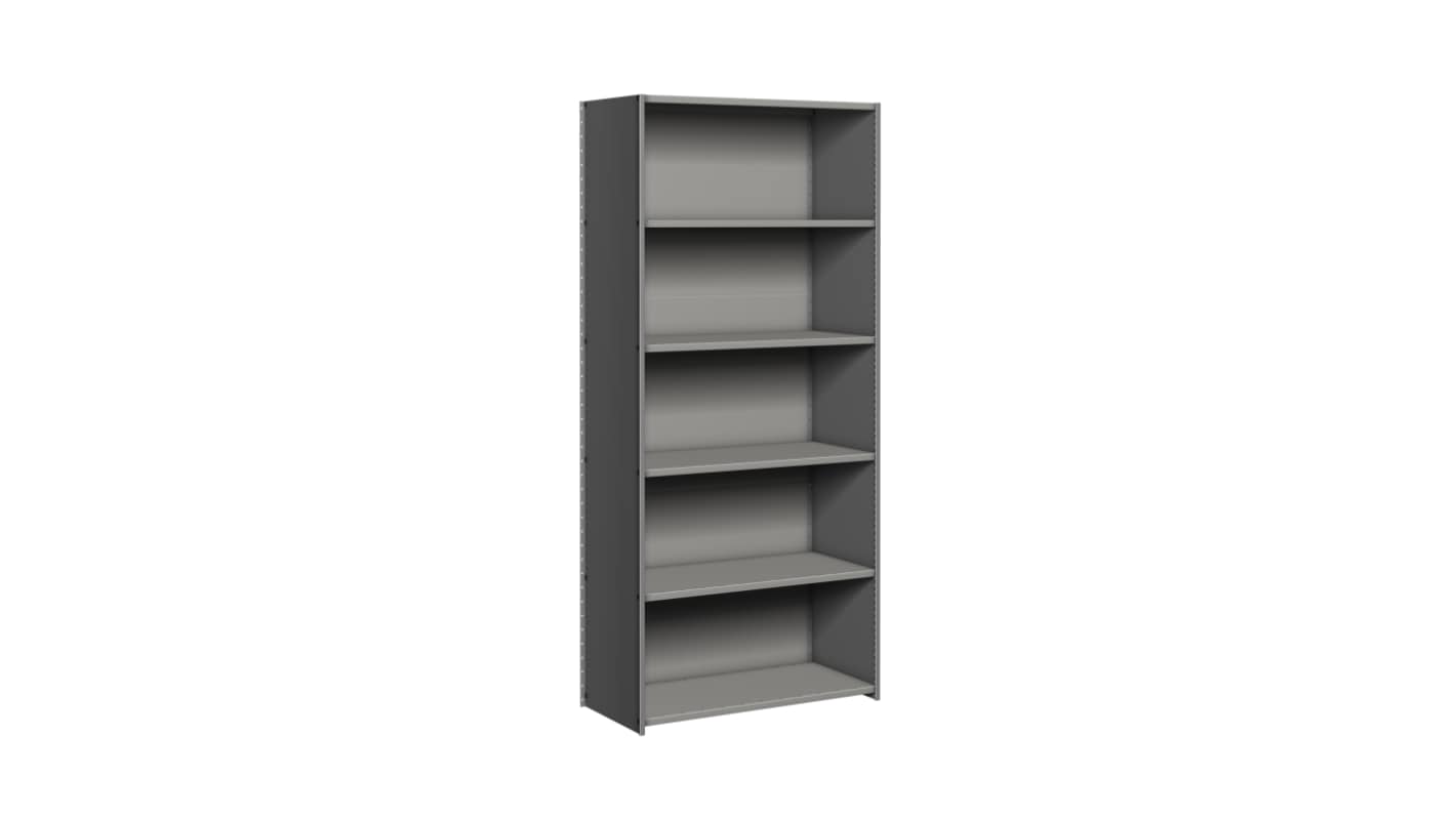 System półek, kolor Jasnoszary, 6-poziomowy, materiał: Stal, 1850mm x 1000mm, 450mm, RS PRO
