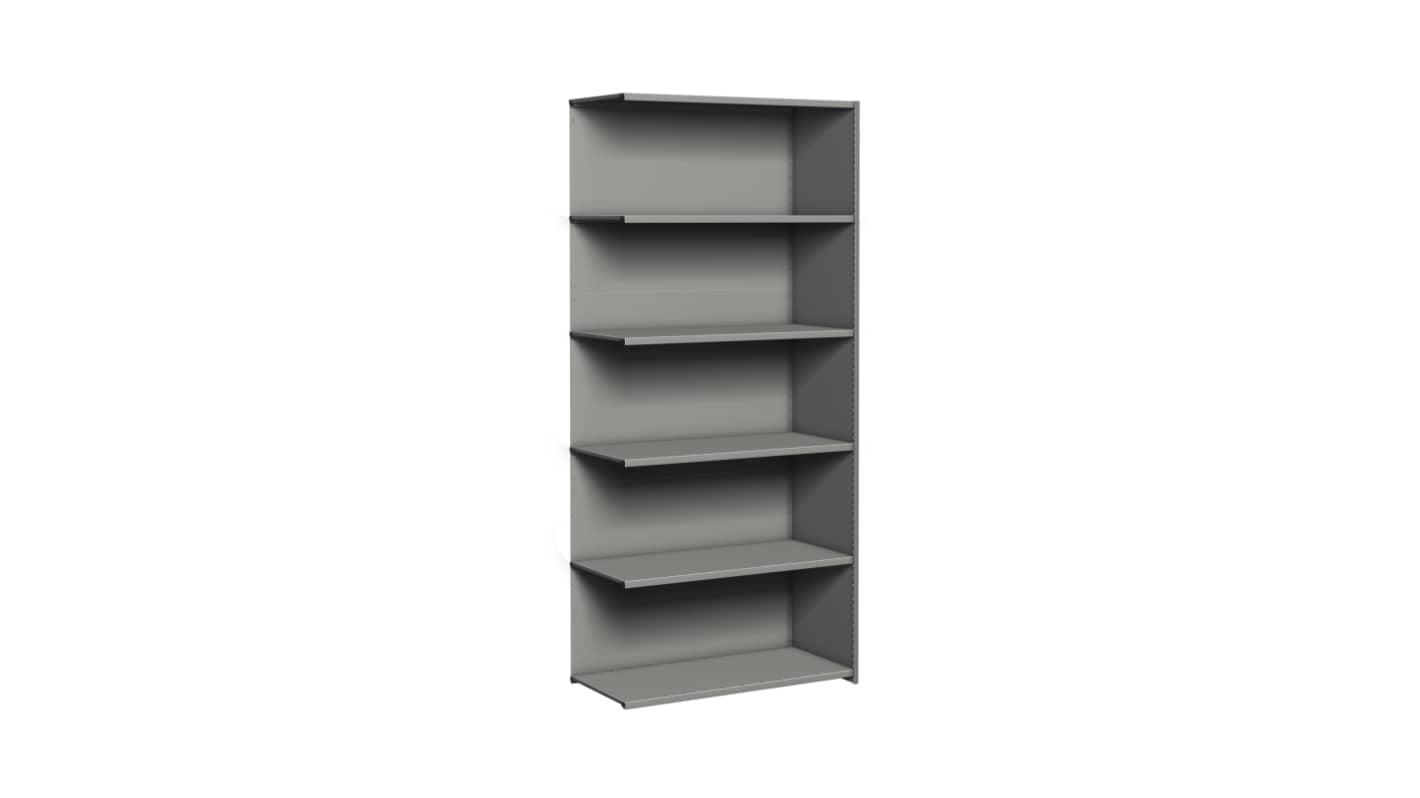System półek, kolor Jasnoszary, 6-poziomowy, materiał: Stal, 1850mm x 1000mm, 300mm, RS PRO