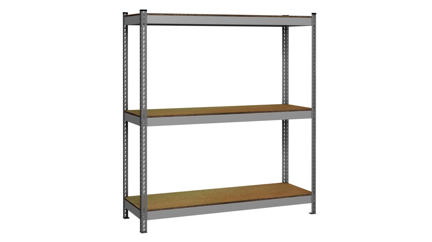 System półek, kolor Jasnoszary, 3-poziomowy, 1980mm x 1500mm, 600mm, RS PRO