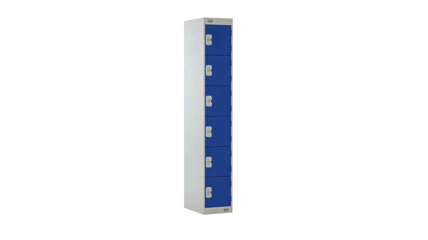 RS PRO Schließfach, Türanzahl: 6 Stahl, Blau, 1800 mm x 300 mm x 450mm