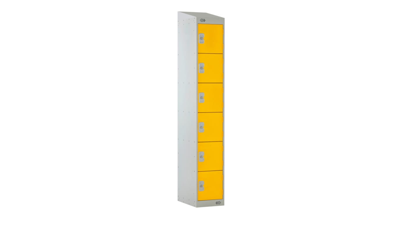 RS PRO 6 Door Vented Yellow Locker, 1800 mm x 300 mm x 450mm
