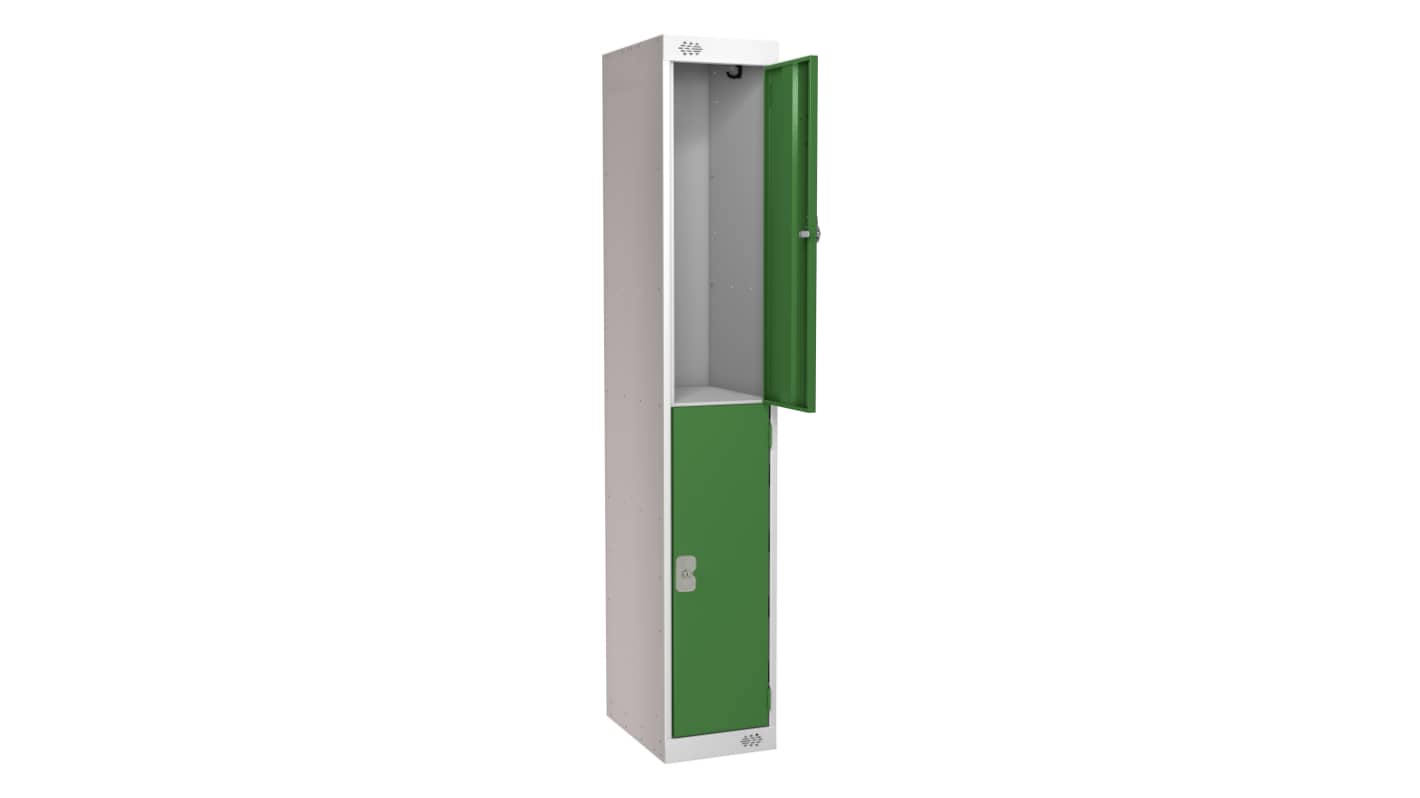 RS PRO Schließfach, Türanzahl: 2 Stahl, Grün, 1800 mm x 380 mm x 450mm