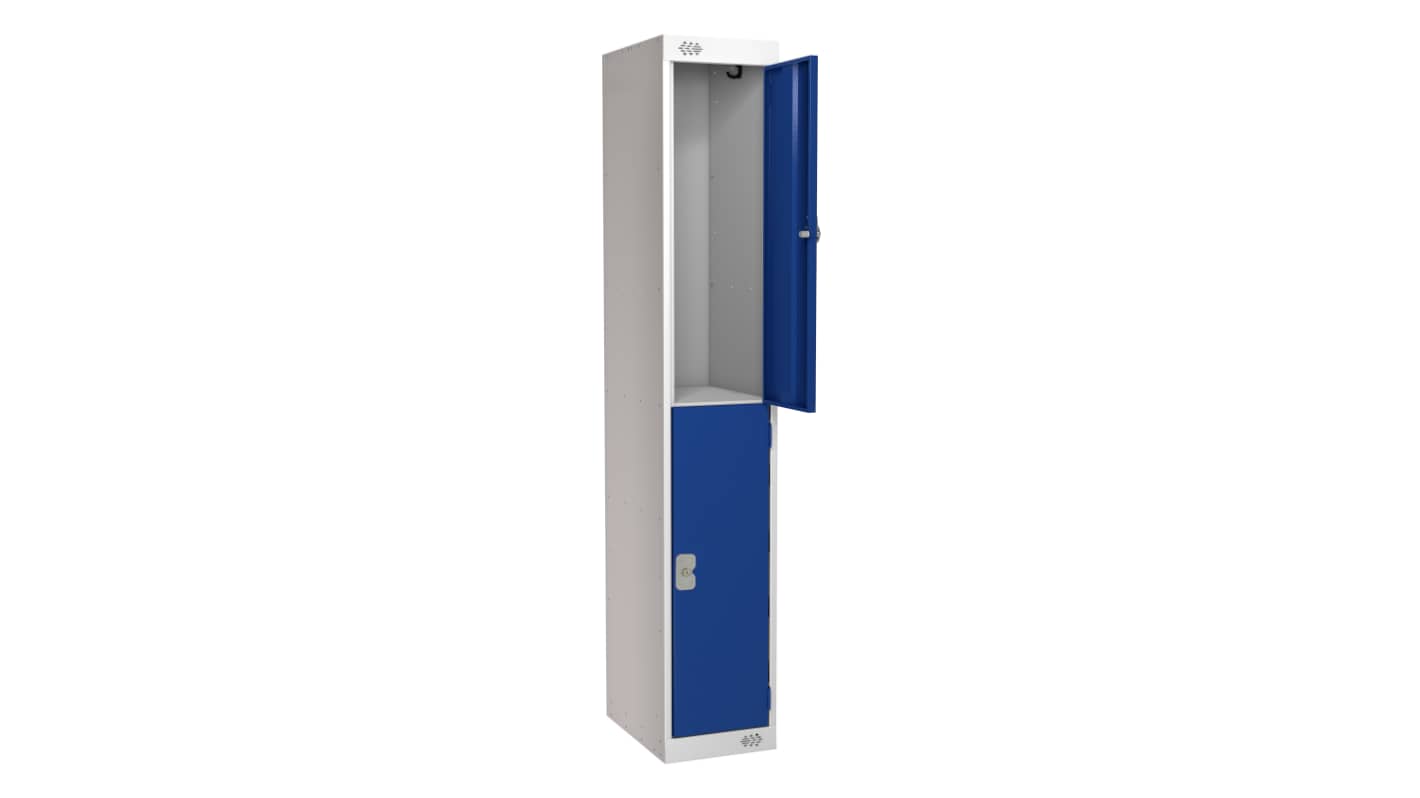 RS PRO Schließfach, Türanzahl: 2 Stahl, Blau, Hellgrau, 1800 mm x 300 mm x 380mm