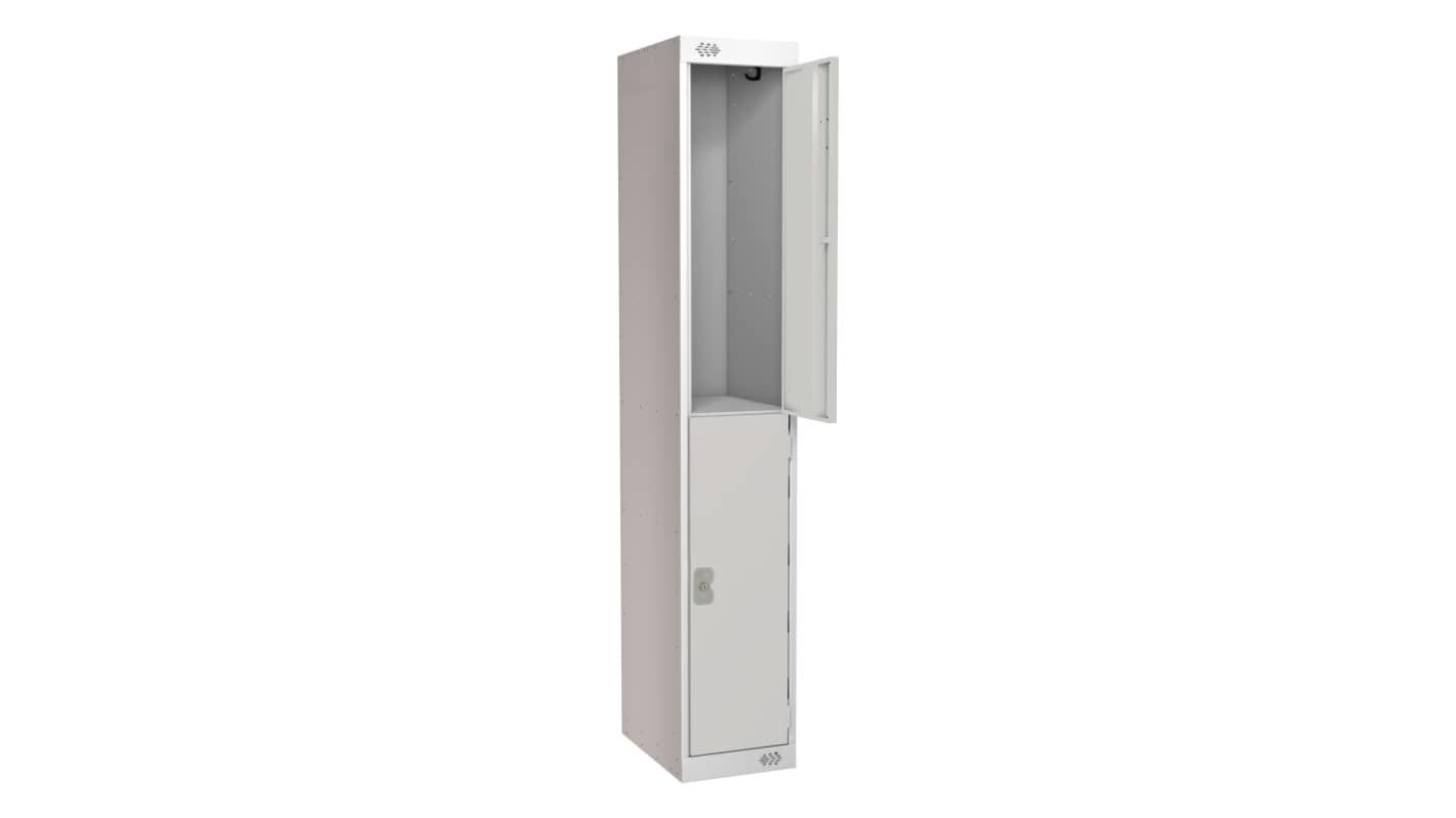 RS PRO Schließfach, Türanzahl: 2 Stahl, Hellgrau, 1800 mm x 300 mm x 380mm