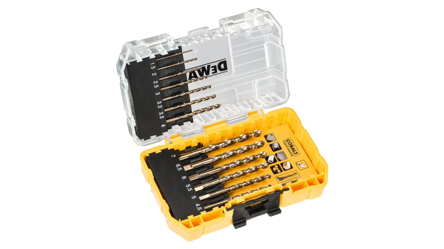DeWALT 13-Piece Twist Drill Bit Set Set for Metal, 7mm Max, 1.5mm Min, HSS-Co Bits