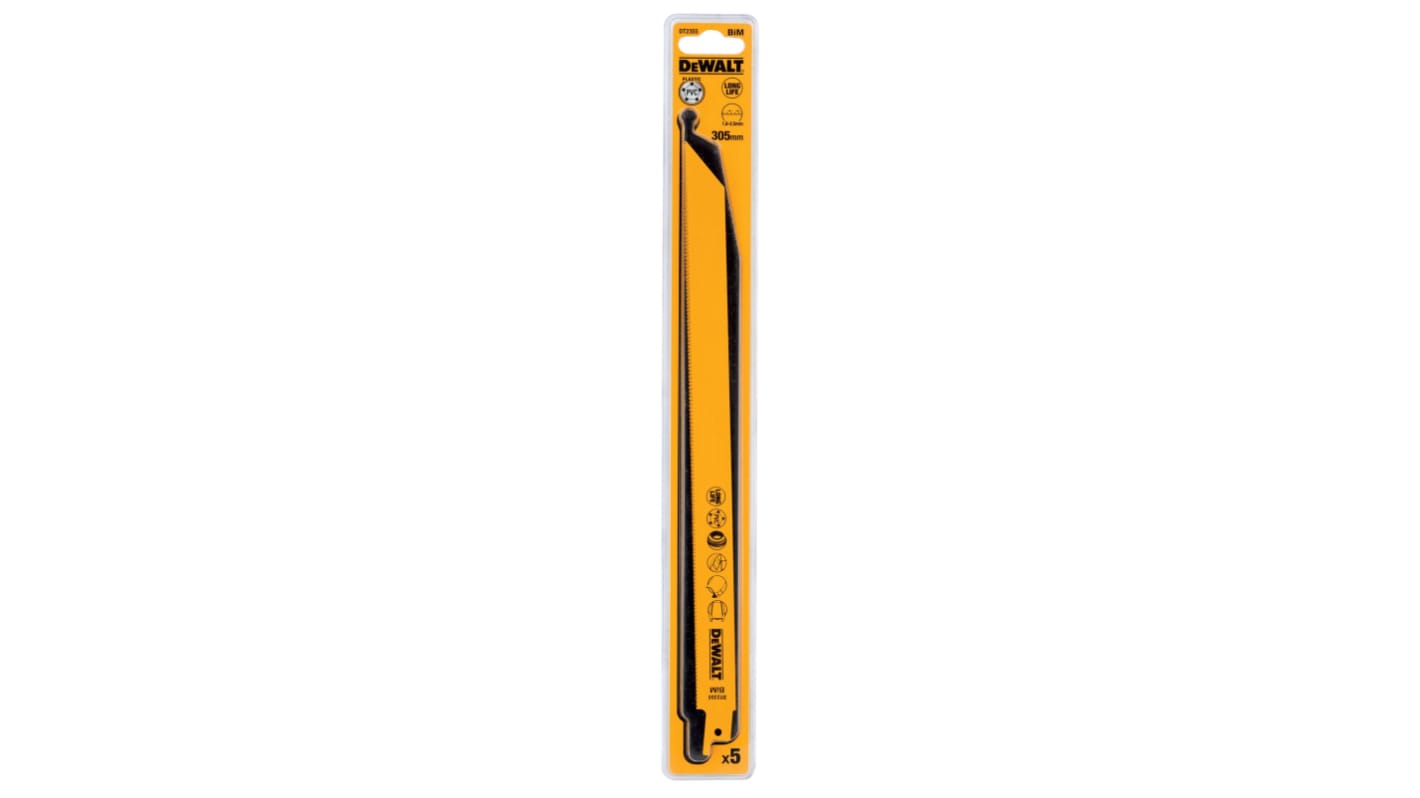 DeWALT, 14 Teeth Per Inch Metal, Wood 305mm Cutting Length Reciprocating Saw Blade, Pack of 5