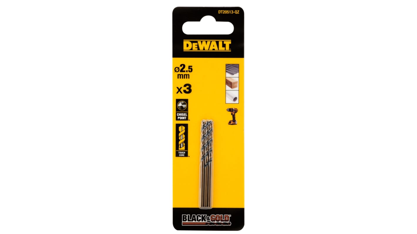 Punta elicoidale DeWALT, HSS, Ø 2.5mm
