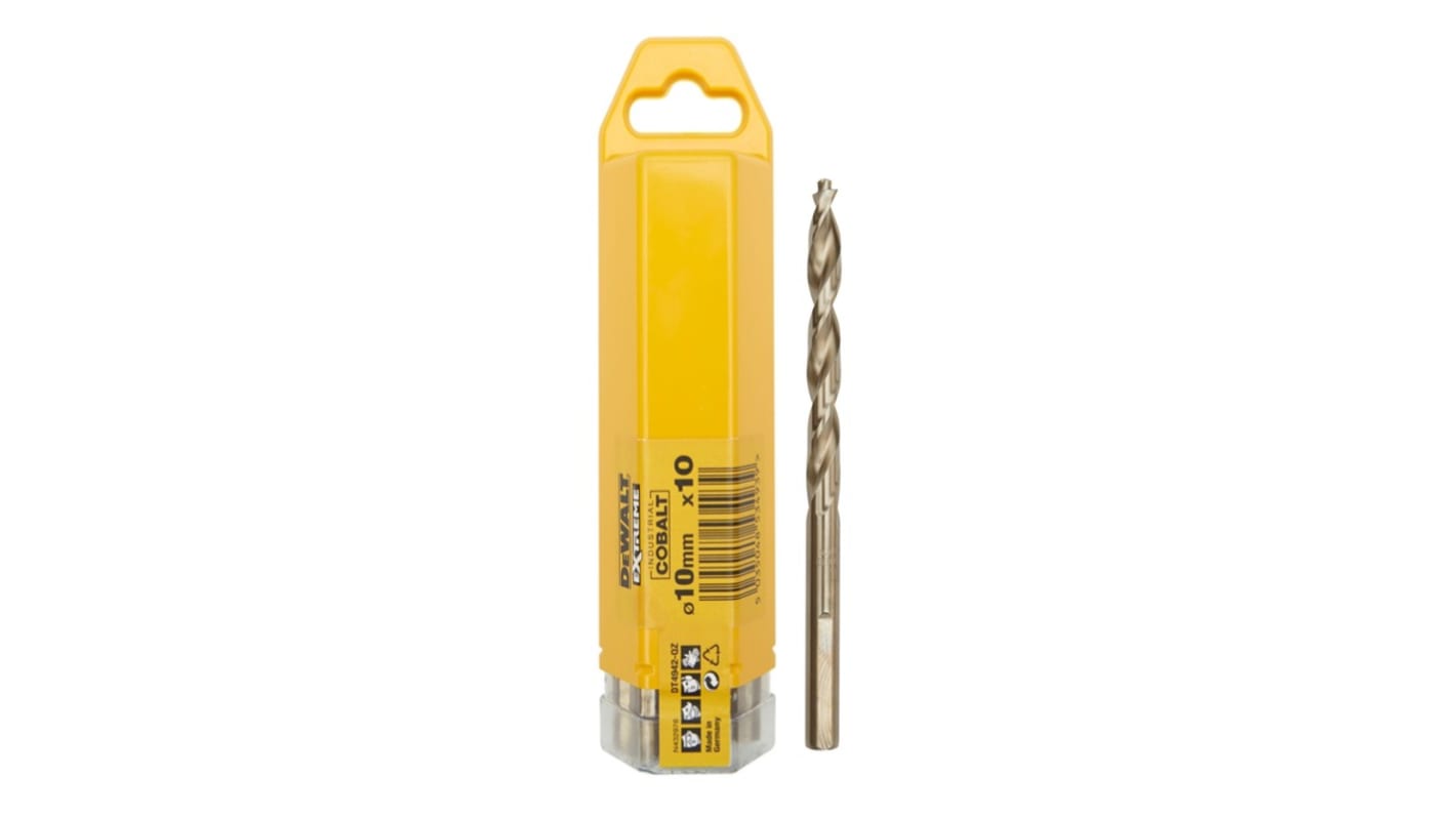 DeWALT DT494 Series HSS Twist Drill Bit for Metal, 10mm Diameter, 133 mm Overall