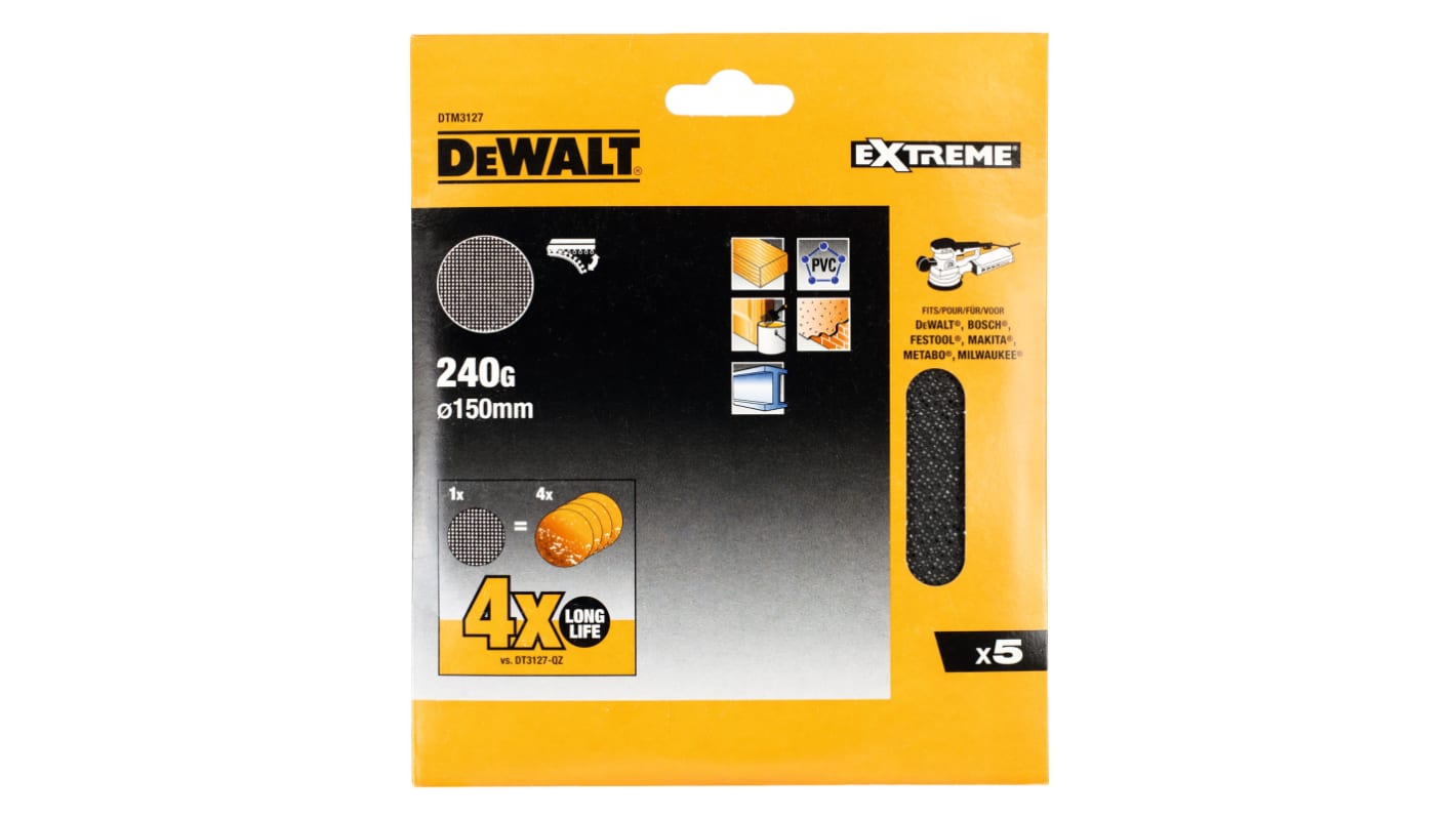 DeWALT DTM31 Silicon Carbide Sanding Disc, 150mm, 240 Grit, 5 in pack