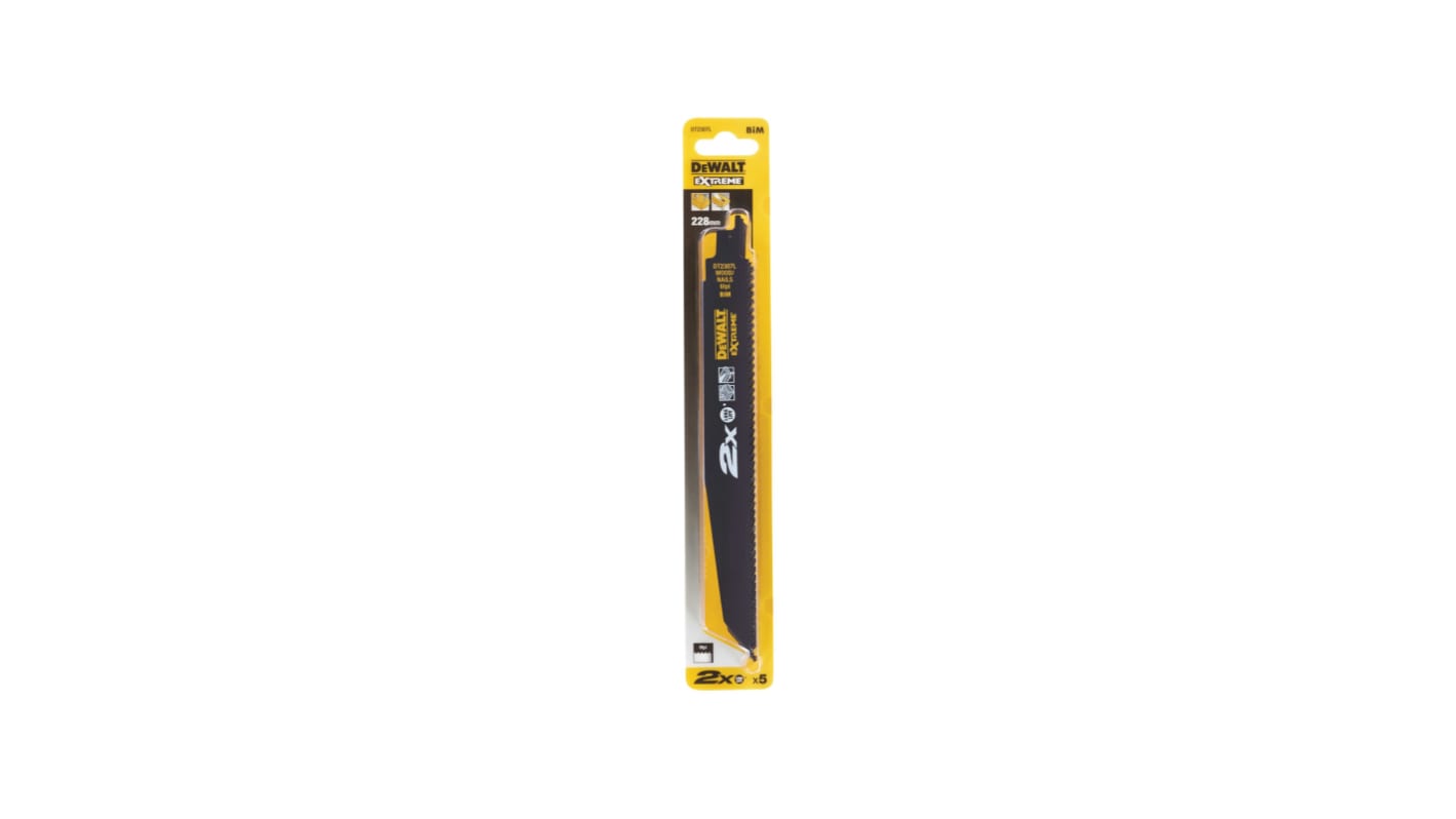 DeWALT Wood 228mm Cutting Length Reciprocating Saw Blade, Pack of 5