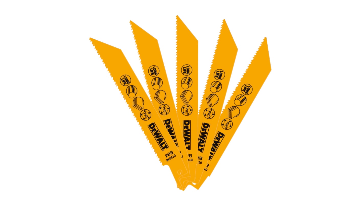 Lama per seghetto alternativo DeWALT, lunghezza di taglio 152mm, 10-14 denti per pollice , 5 pezzi