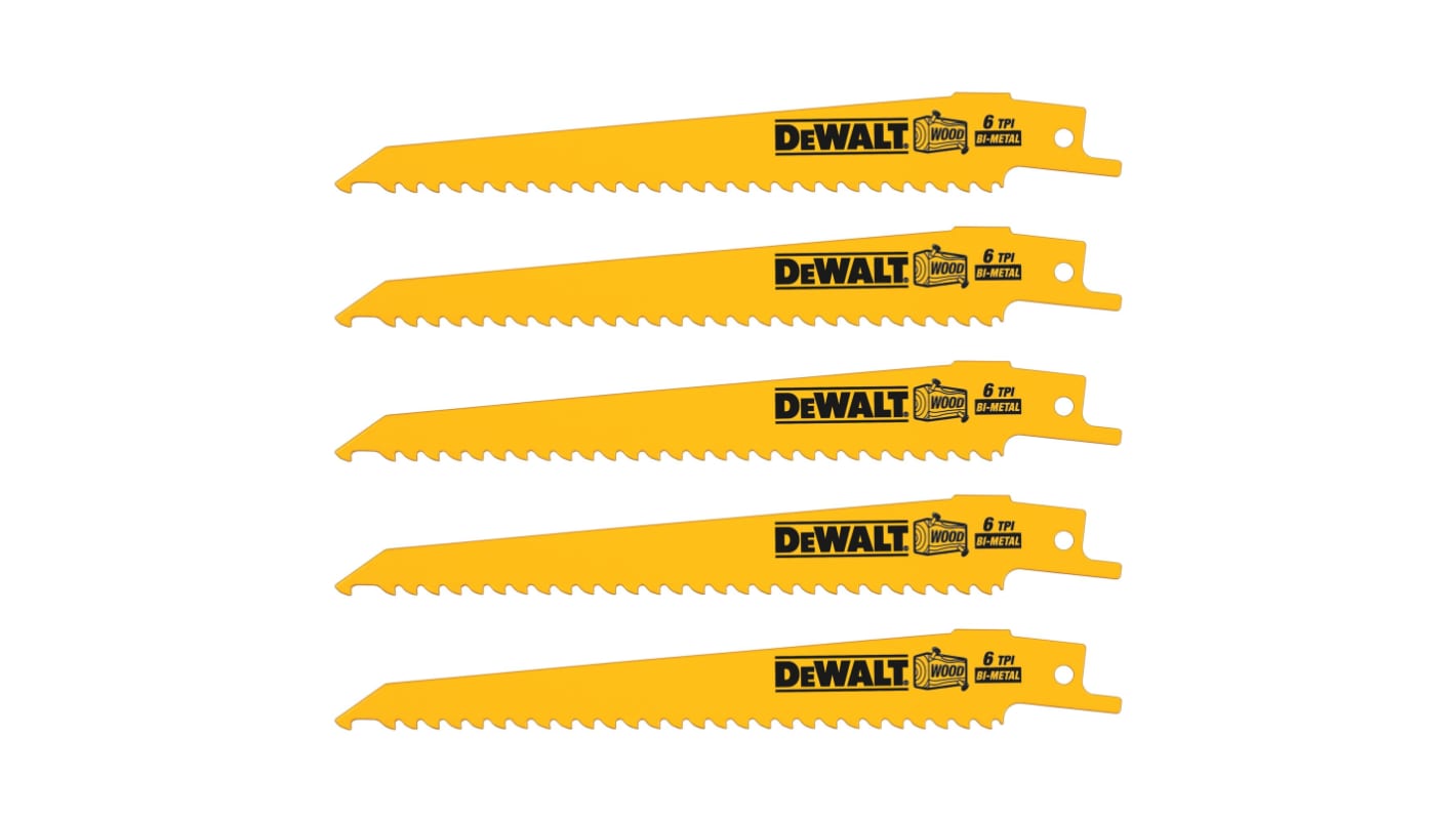Lama per seghetto alternativo DeWALT, lunghezza di taglio 152mm, 6 denti per pollice , 5 pezzi