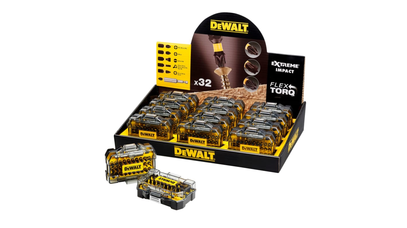 DeWALT Screwdriver Bit Set 32 Pieces, Phillips, Pozidriv, Slotted, Torx