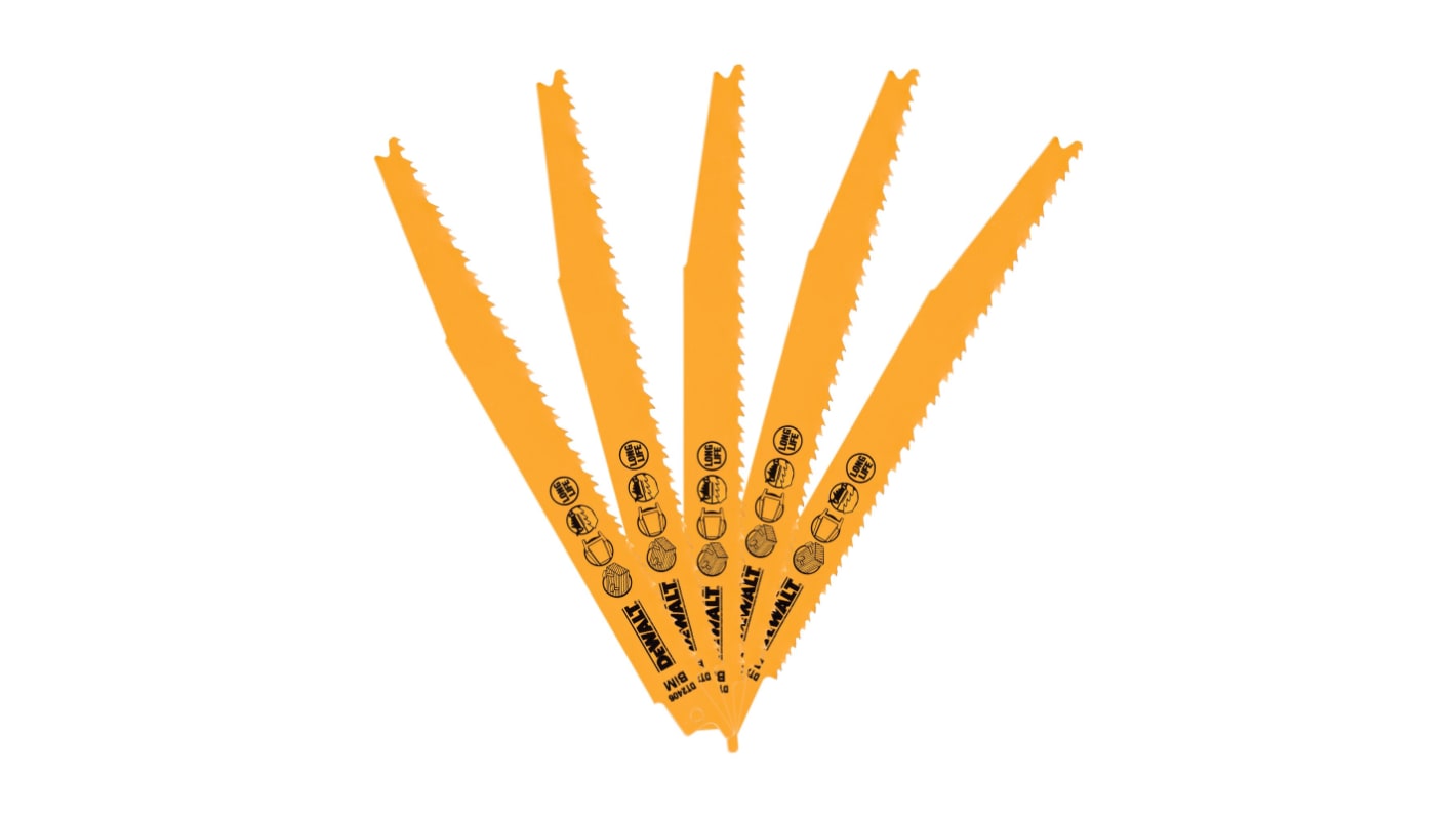 DeWALT, 6 Teeth Per Inch Metal, Wood 203mm Cutting Length Reciprocating Saw Blade, Pack of 9
