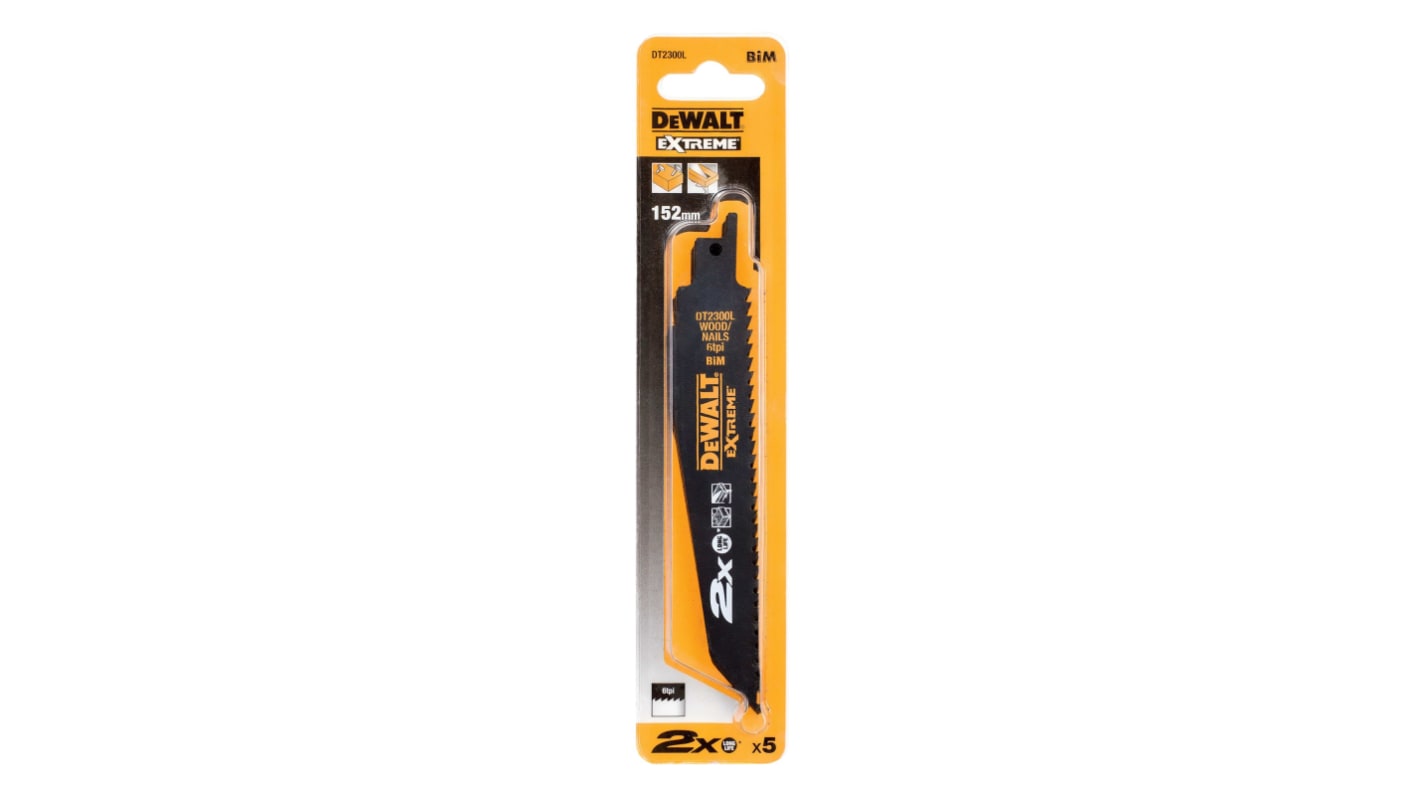 DeWALT Wood 152mm Cutting Length Reciprocating Saw Blade, Pack of 5