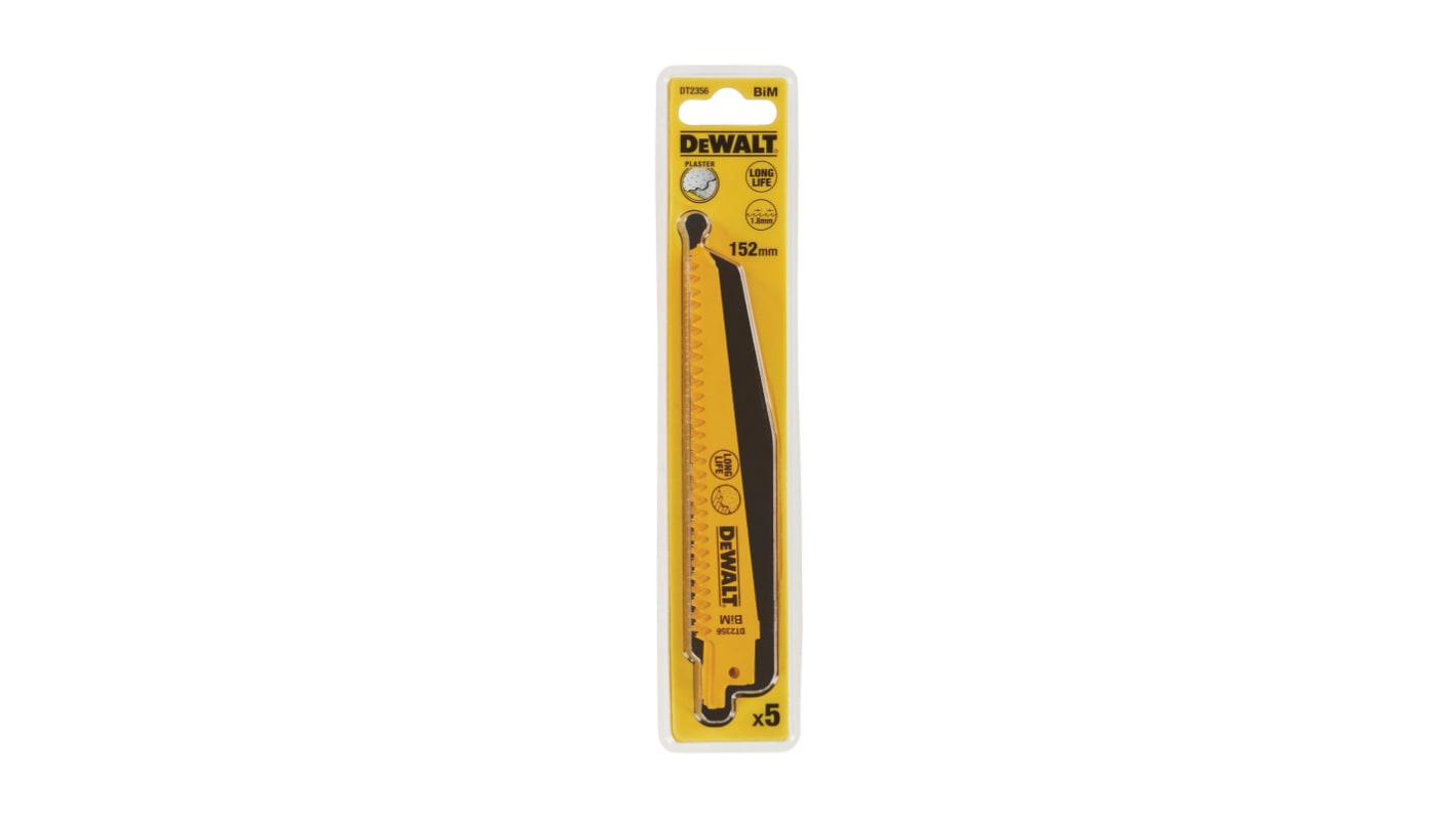 DeWALT, 6 Teeth Per Inch Metal, Wood 152mm Cutting Length Reciprocating Saw Blade, Pack of 5