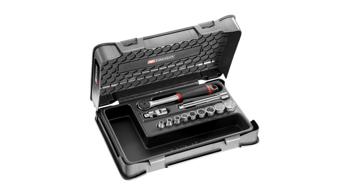 Facom 12-Piece Imperial 3/8 in Bit Socket Set with Ratchet, 12 point