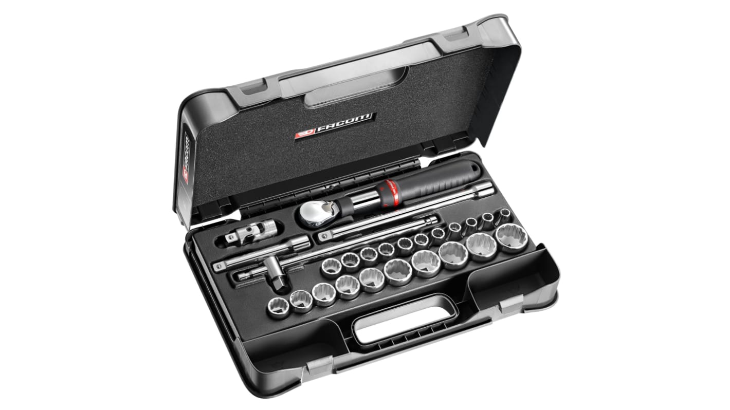 Facom 26-Piece Imperial 1/2 in Bit Socket Set with Ratchet, 12 point