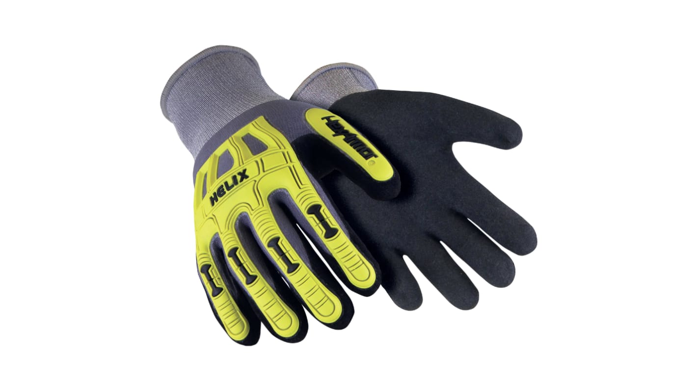 Hexarmor Helix 1095 Black, Yellow Nylon Abrasion Resistant, Cut Resistant, Puncture Resistant Work Gloves, Size 5, XXS,