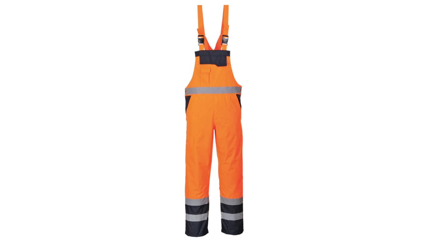 Portwest Black, Orange Reusable Hi Vis Overalls, S