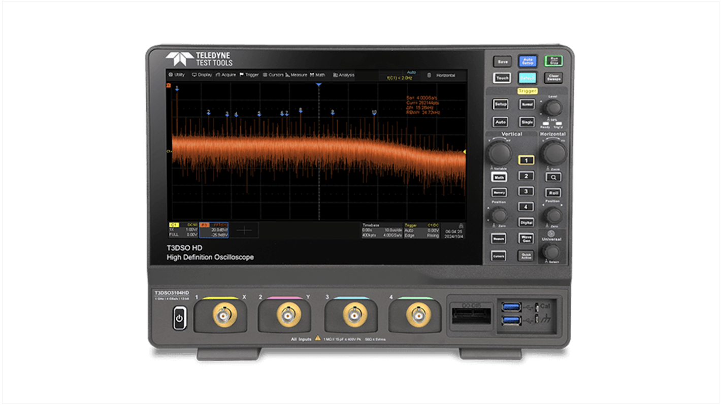 Teledyne LeCroy T3DSO3000HD Series, 1GHz Digital Oscilloscope, 4 Analogue Channels, 16 Digital Channels