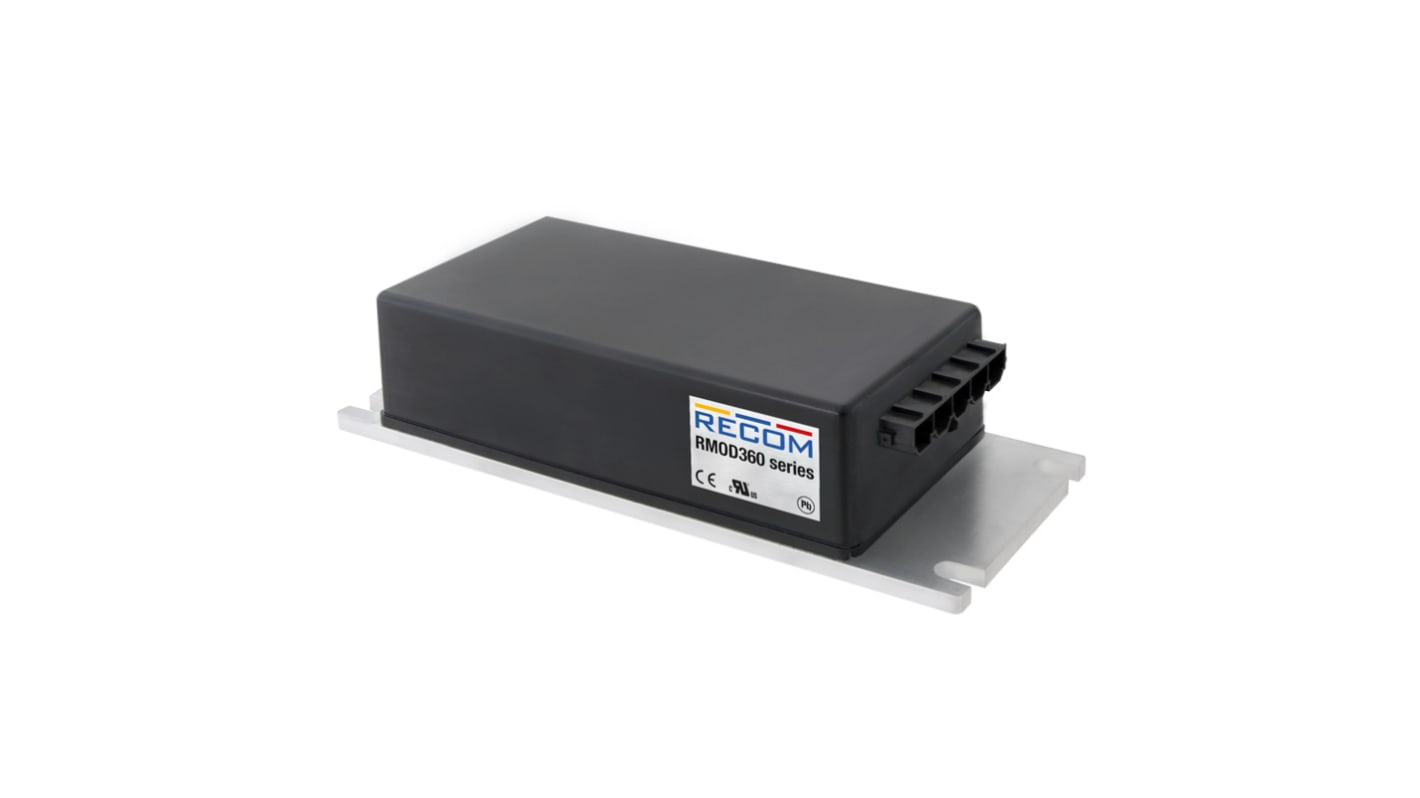 Recom RMOD360-UW Series DC-DC Converter, 24.5V dc/ 15A Output, 18-106 V dc Input, 360W, Chassis Mount, +75°C Max Temp