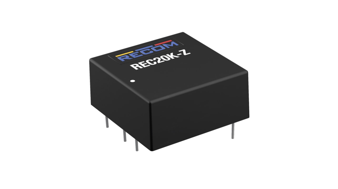 Przetwornica DC-DC, 20W, Uwe 18-75 V DC, Uwy 15V dc, Iwy 667mA, Recom