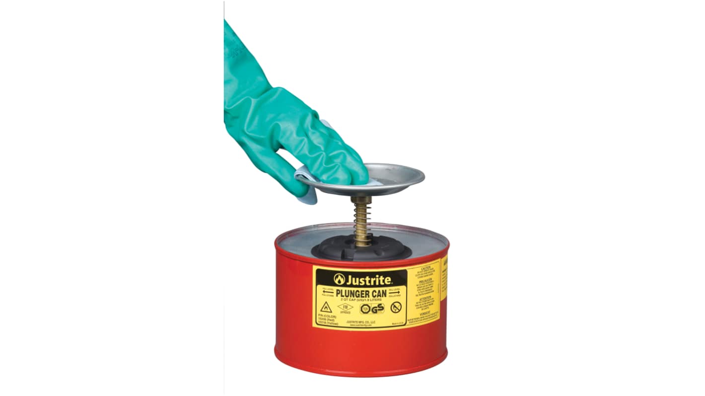 Justrite Steel Plunger Can, 1.9L