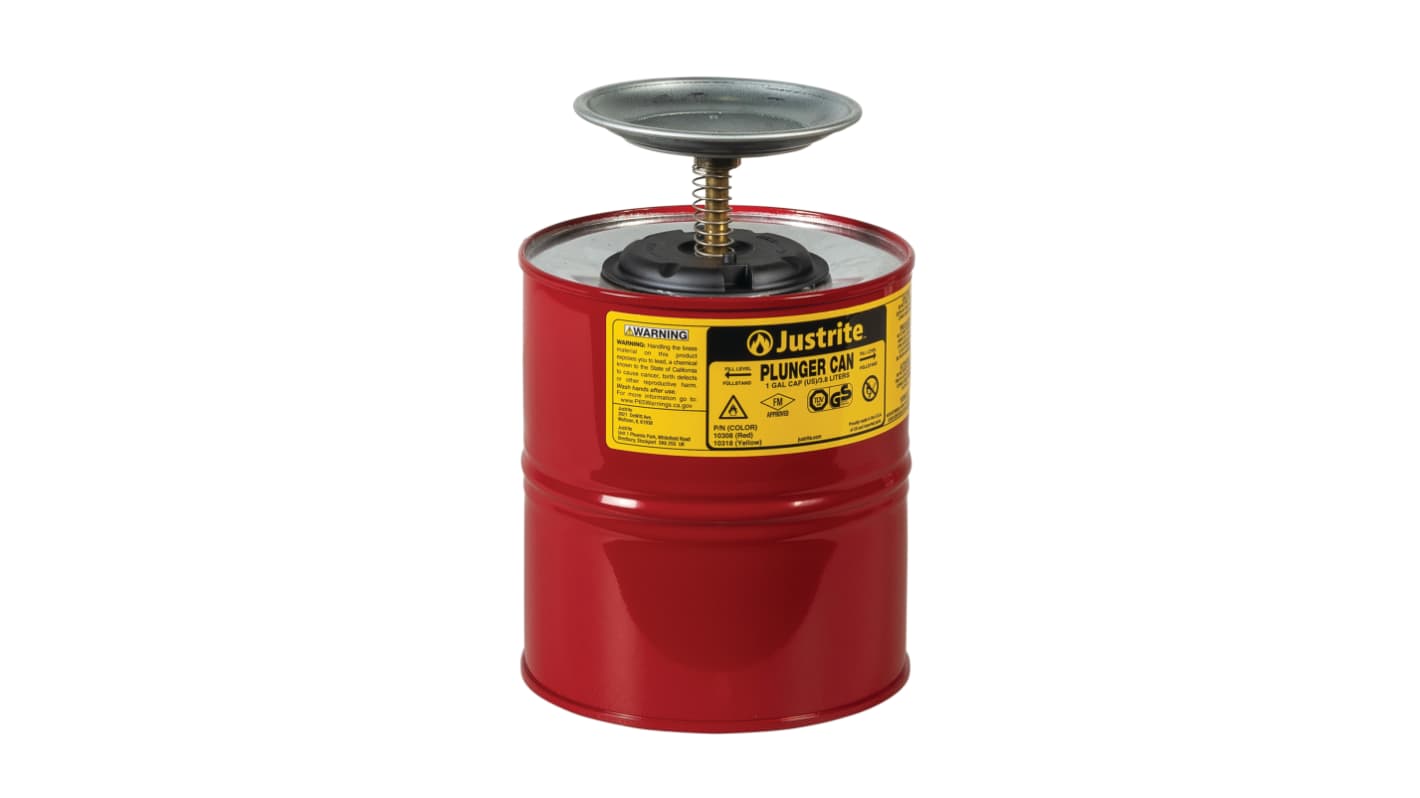 Justrite Steel Plunger Can, 4L
