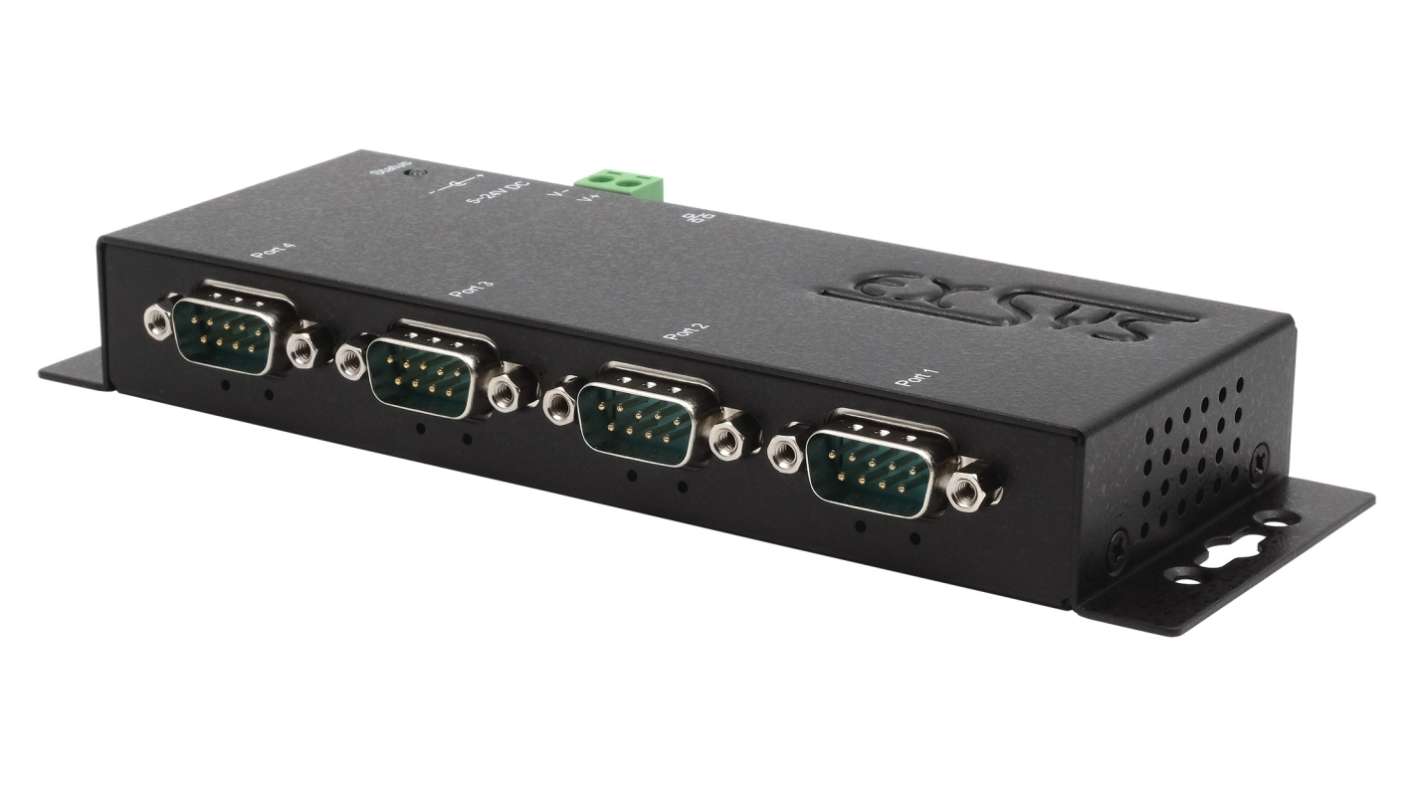 Exsys Serial Device Server, 1 Ethernet Port, 4 Serial Port, RS232 Interface, 921.6kbps Baud Rate