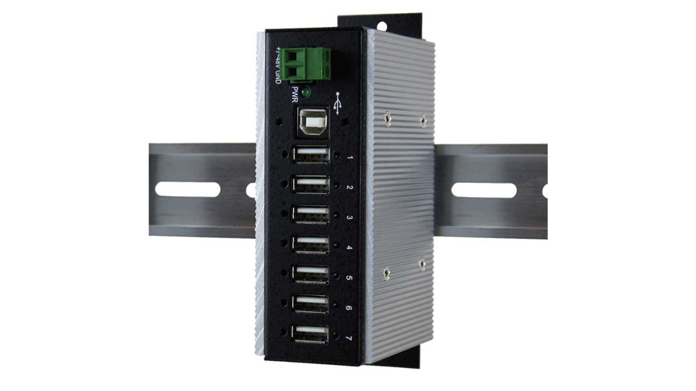 Hub USB USB 2.0 EX-1177HMVS-WT 7 Złącze zaciskowe USB A, USB B, Exsys