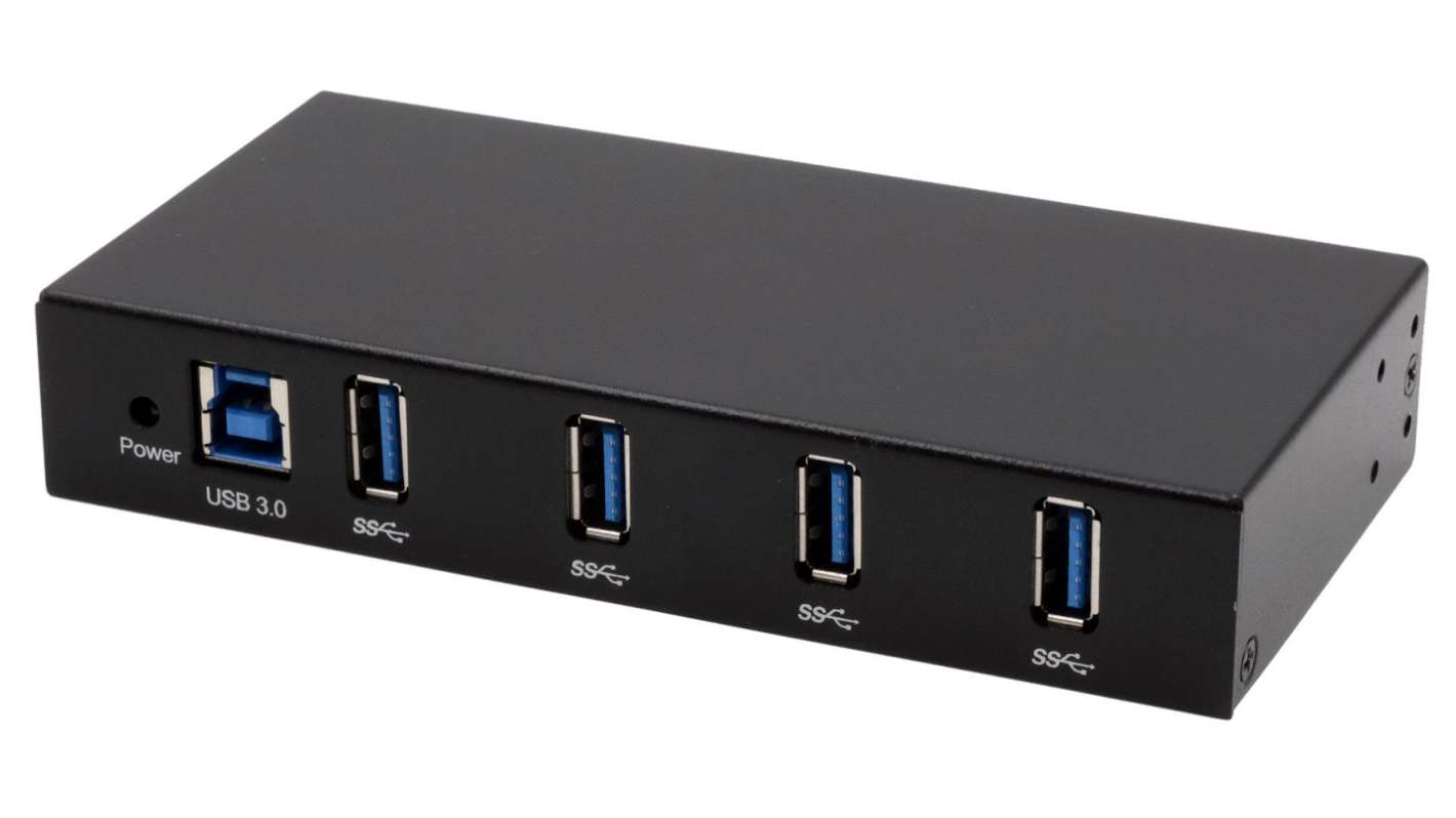 Exsys 4 Port USB 3.2 USB A, USB B  Hub, Terminal Connector Powered, 139 x 69 x 25mm