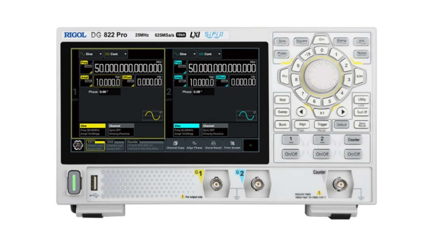 RIGOL DG822 Pro Function Generator, 0.000001Hz Min, 25000kHz Max, FM Modulation, Variable Sweep