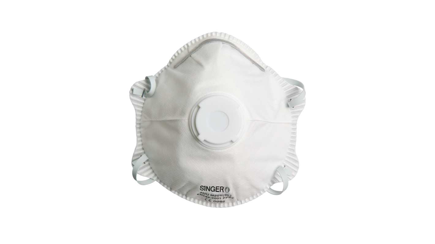 SINGER SAFETY AUUM Series Disposable Respirator for General Purpose Protection, FFP2 NR D, Valved 10Each per Package