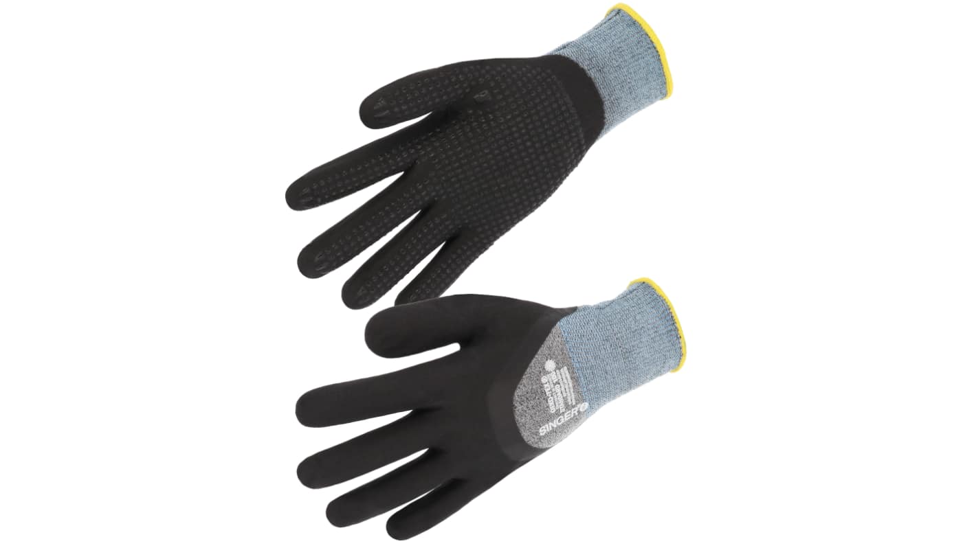 SINGER SAFETY NYMFIT01 Black, Grey Elastane, Polyamide General Handling, Logistic, Transport Work Gloves, Size 6,