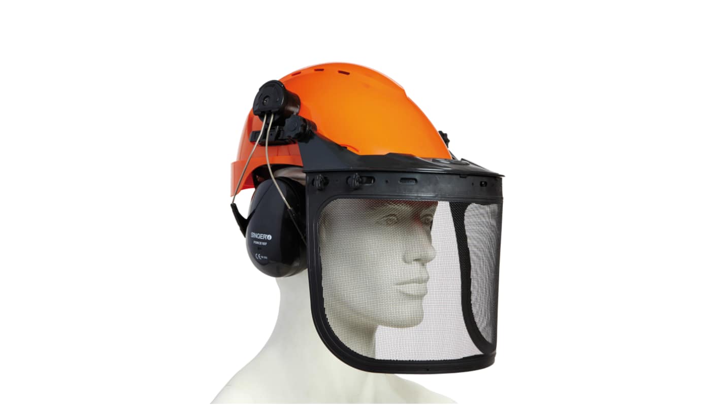 SINGER SAFETY FOREST1 Black, Orange Hard Hats, Adjustable, Ventilated