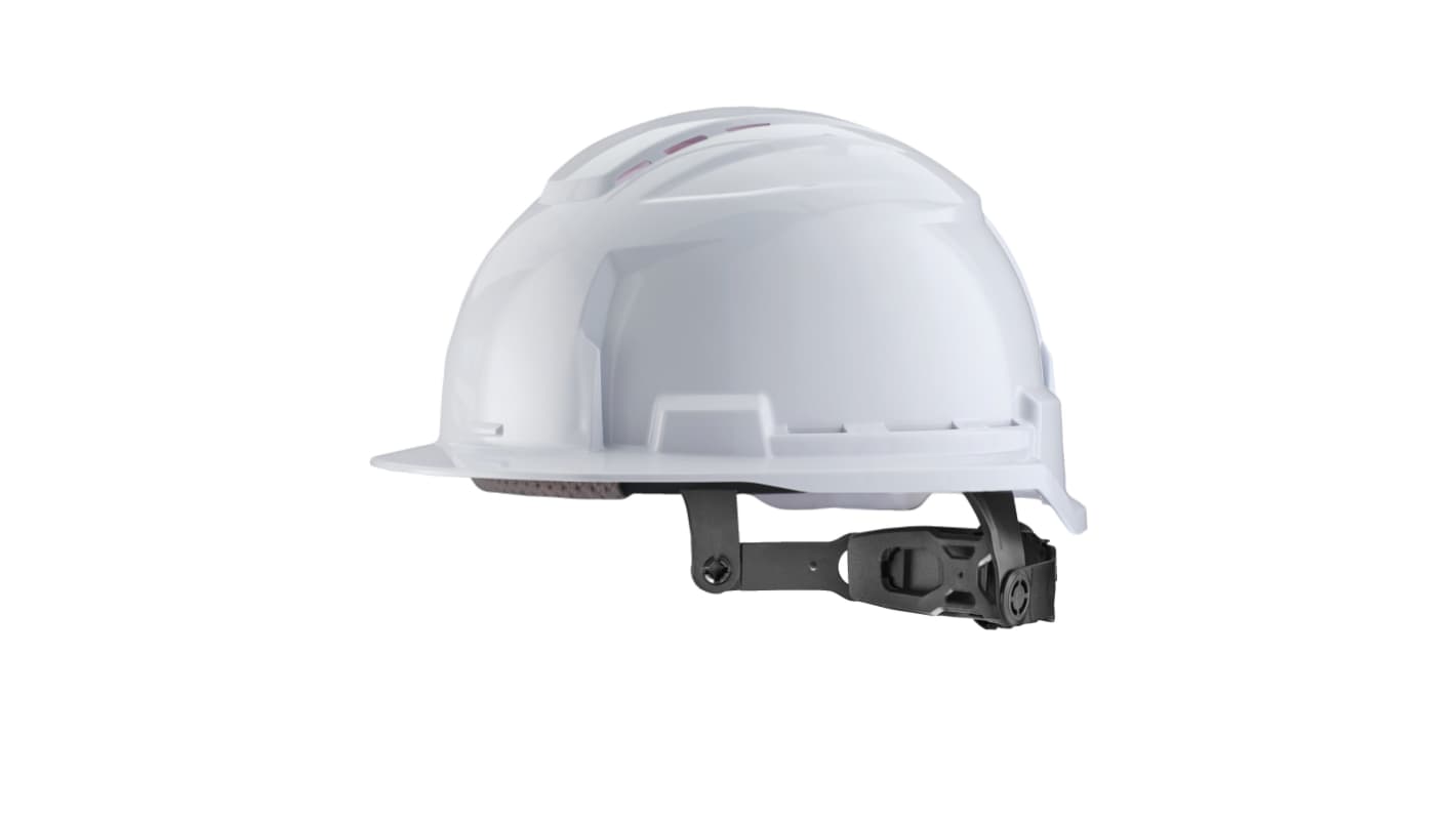 Milwaukee Bolt 100 White Hard Hat with Chin Strap, Adjustable, Ventilated
