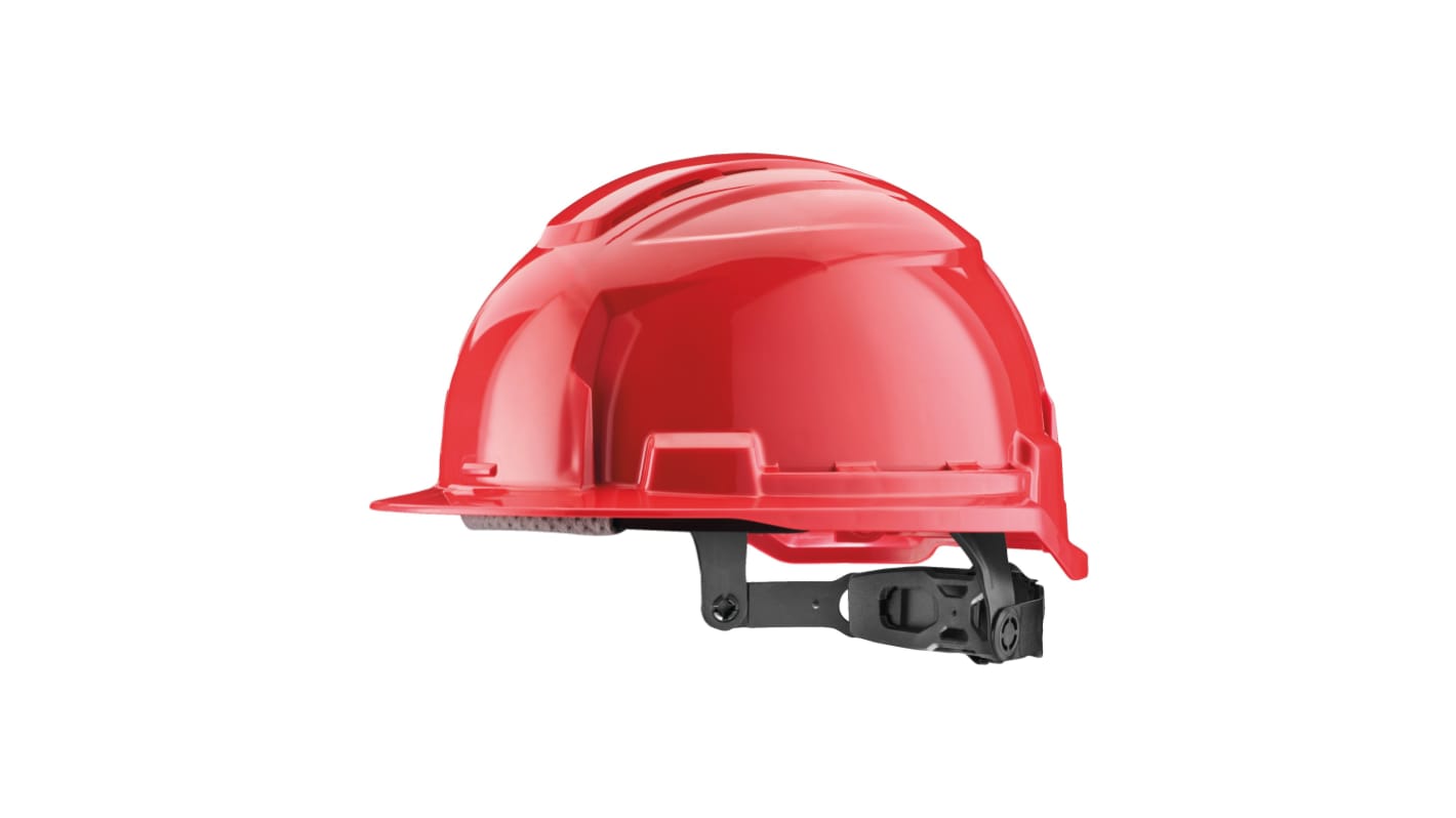 Milwaukee Bolt 100 Red Hard Hat with Chin Strap, Adjustable, Ventilated