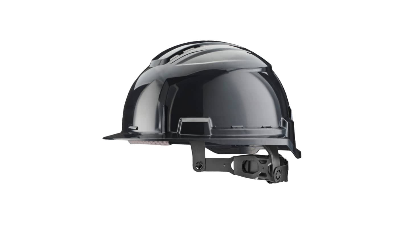 Milwaukee Bolt 100 Black Hard Hat with Chin Strap, Adjustable, Ventilated
