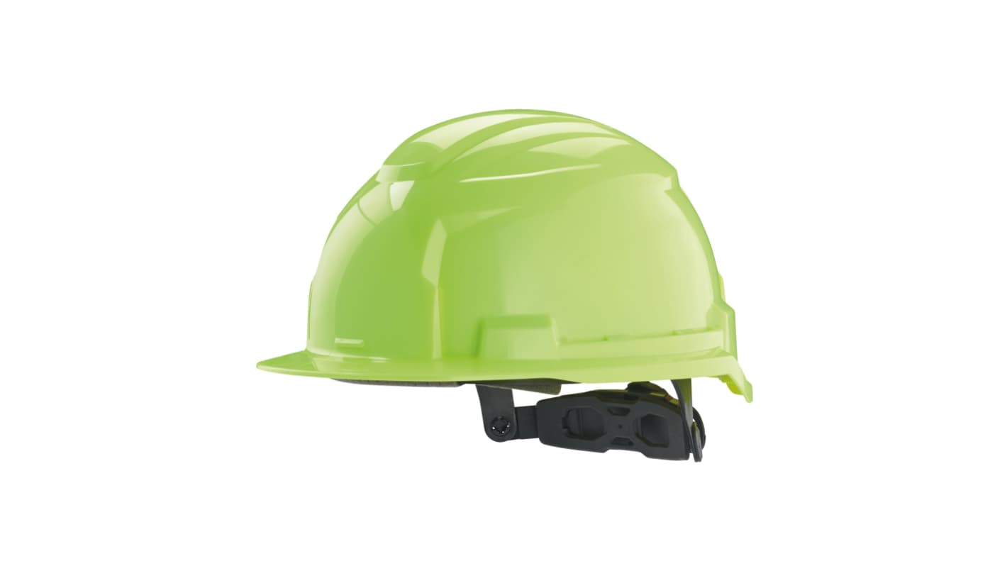Milwaukee Bolt 100 Yellow Hard Hat with Chin Strap, AdjustableVentilated