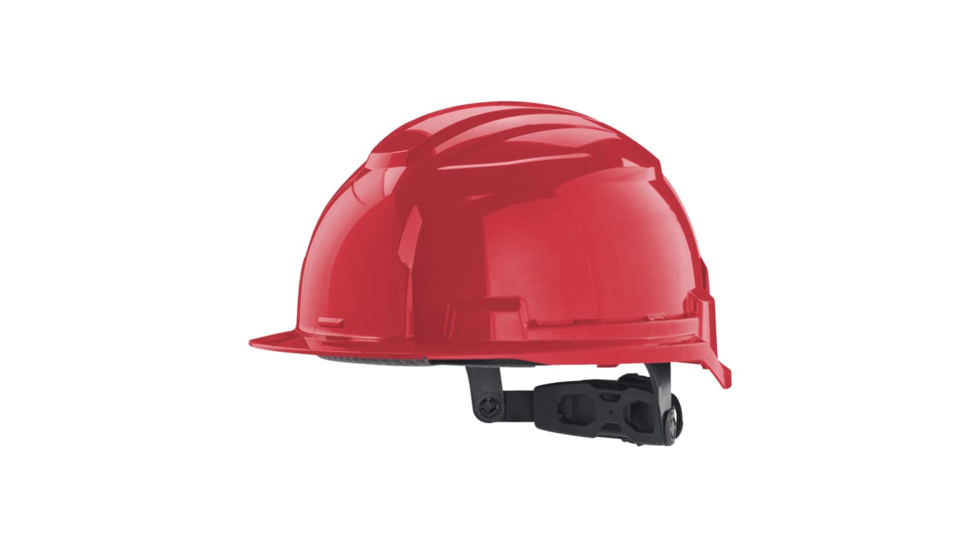 Milwaukee Bolt 100 Red Hard Hat with Chin Strap, AdjustableVentilated