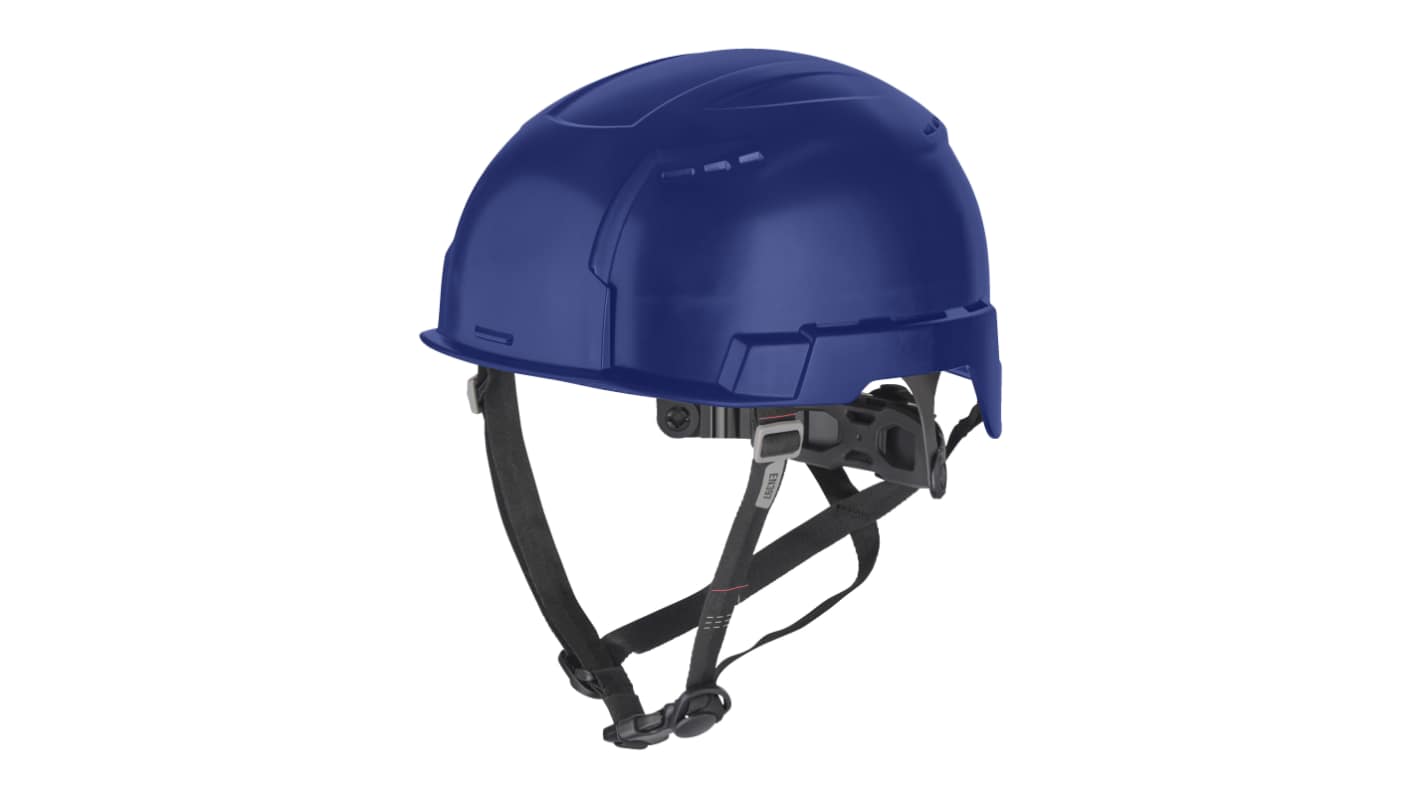 Milwaukee Bolt 100 Blue Hard Hat with Chin Strap, AdjustableVentilated