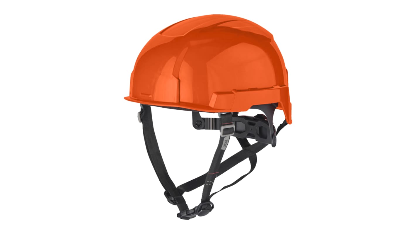 Milwaukee Bolt 100 Orange Hard Hat with Chin Strap, AdjustableVentilated