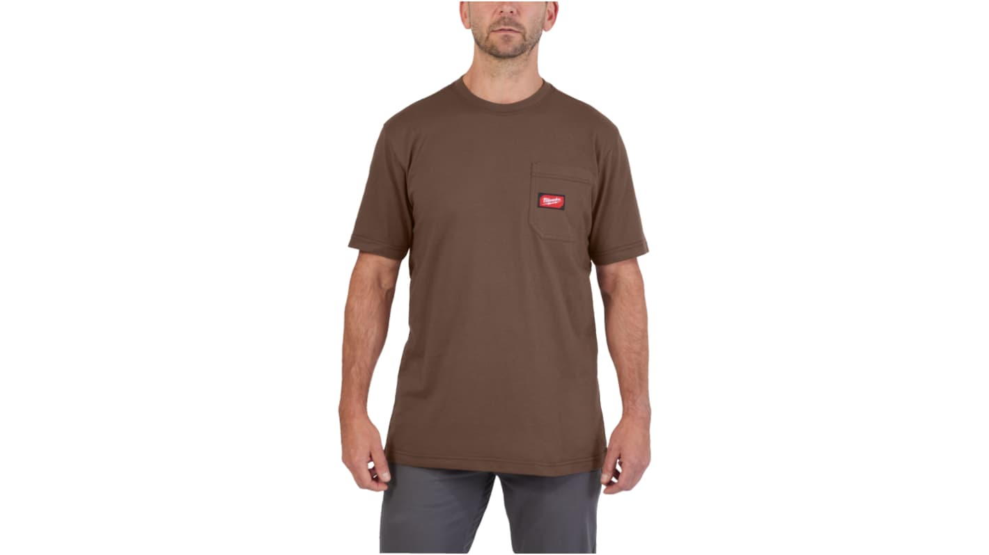 Milwaukee Brown 40% Polyester, 60% Cotton Short Sleeve T-Shirt, UK- XL, EUR- XL, Hi-Vis
