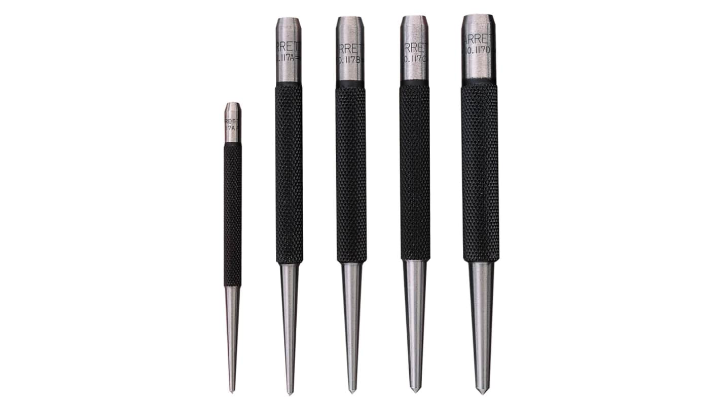Starrett 中心冲头套件, 1.5 → 4mm柄部直径, 5件套