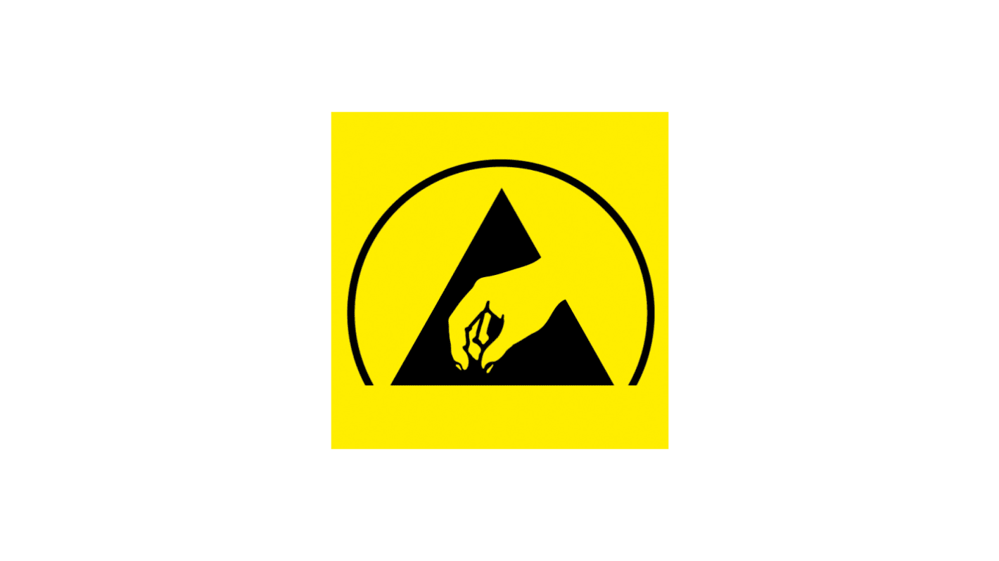 RS PRO Yellow Paper Safety Labels, ESD Caution Label-Text 5mm x 5mm
